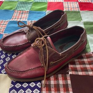 Sperry Top-Sider 0195412 Casual Boat Shoes for Men Size 9 1/2- Red Leather